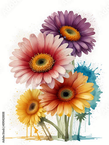 bouquet of colorful gerbera flowers isolated on white background