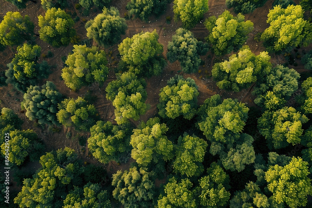 Aerial view of green forest. Top view of forest from drone Aerial view of green forest. Top view of forest from drone