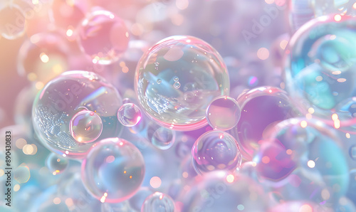 Wallpaper Mural oil bubbles floating against a light background. The bubbles are semi-transparent with a reflective quality Torontodigital.ca