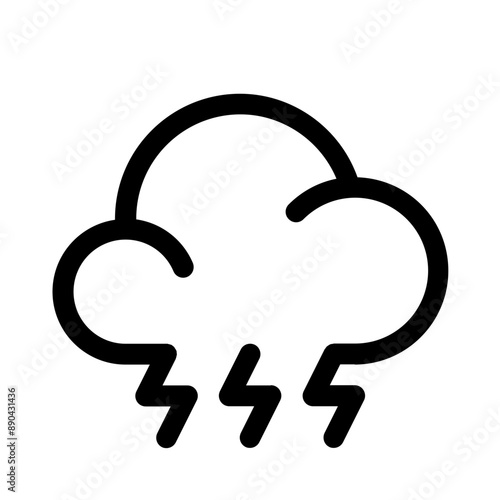 cloudy lightning icon with line style, perfect for user interface projects