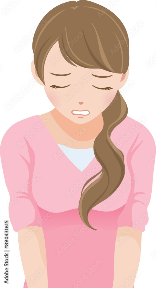 ため息をついてがっかりする若い女性 ため息をついてがっかりする若い女性