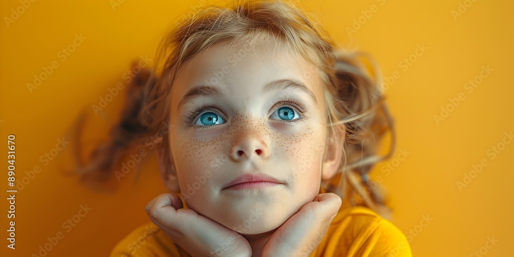 Vibrant Curious Girl with Thoughtful Gaze and Slight Smile Showcasing Human Emotions and Expressions Vibrant Curious Girl with Thoughtful Gaze and Slight Smile Showcasing Human Emotions and Expressions