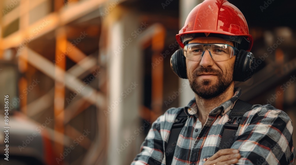 The construction worker in helmet The construction worker in helmet