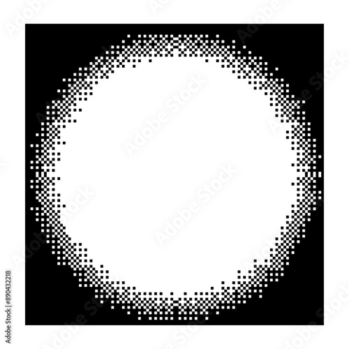 Pixel Abstract Shape Art Halftone Style disintegration background. Decay effect. Dispersed dotted pattern. Concept of disintegration, pixel mosaic textures with simple square particles.