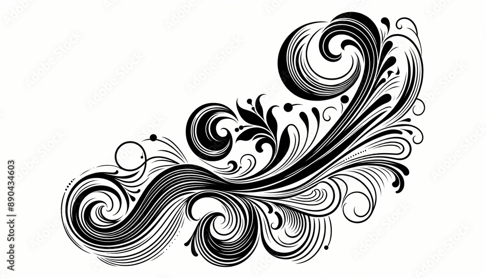 abstract floral background, black and white swirl on white background abstract floral background, black and white swirl on white background