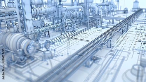 A large industrial building with a lot of pipes and machinery