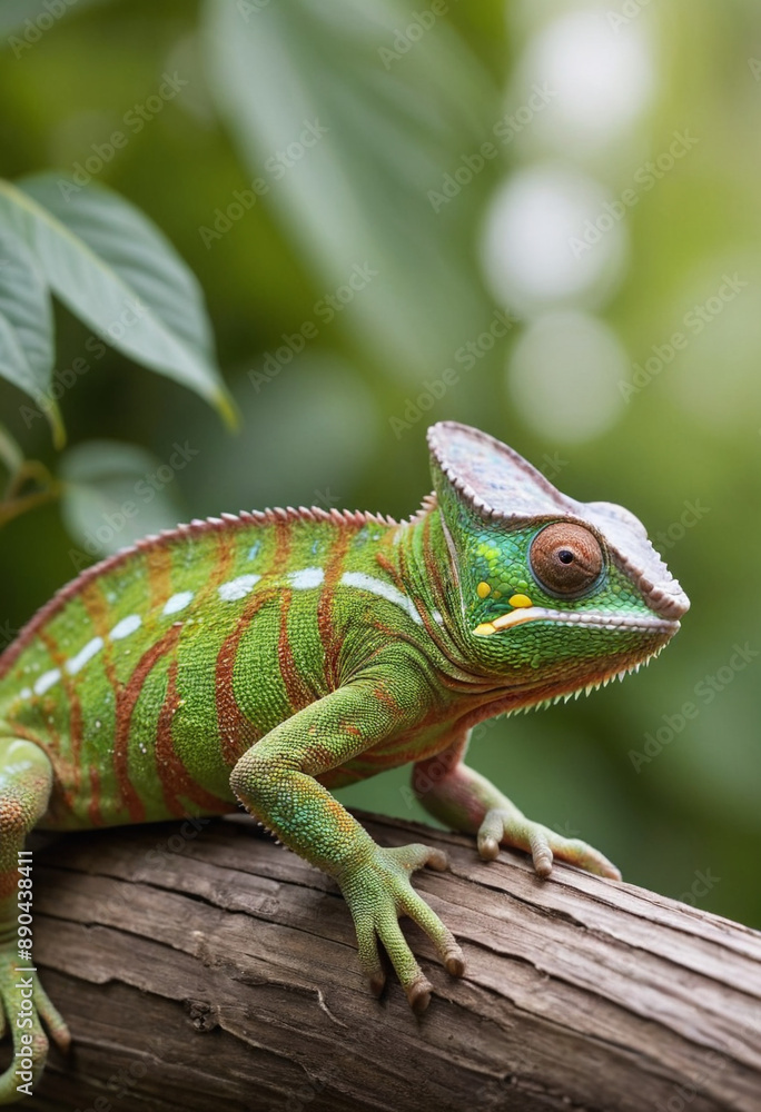 A chameleon blending in perfectly with its surroundings. A chameleon blending in perfectly with its surroundings.