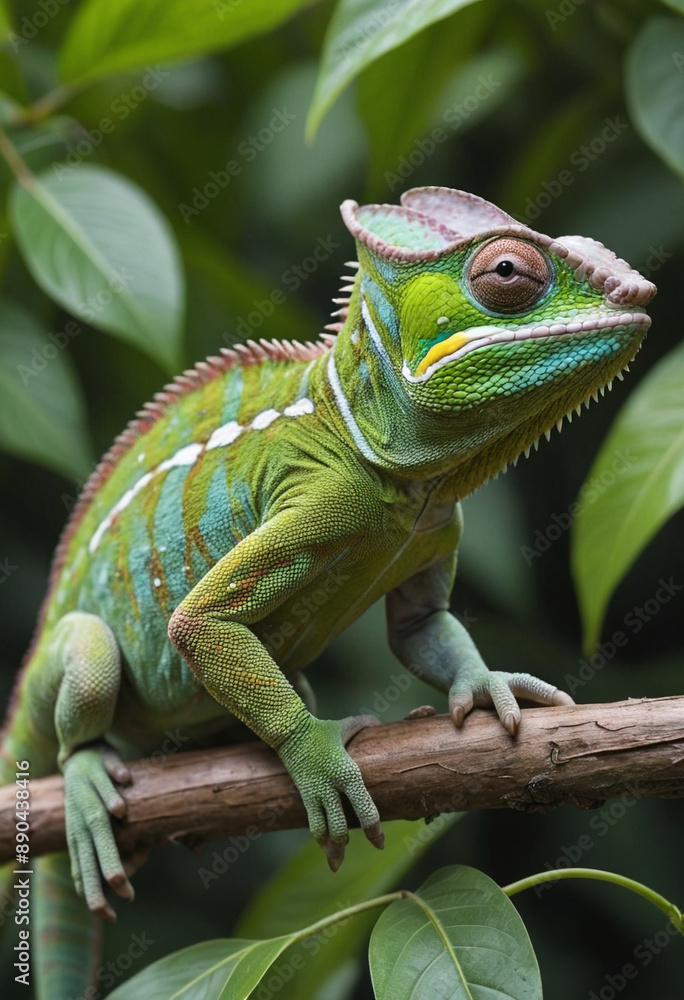 A chameleon blending in perfectly with its surroundings. A chameleon blending in perfectly with its surroundings.
