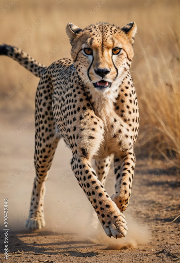 A photo of a cheetah sprinting across the African savanna, the fastest land animal. A photo of a cheetah sprinting across the African savanna, the fastest land animal.