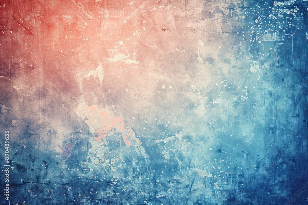 Fototapeta premium The abstract painting is a gradient of colorful green and blue watercolor paint on old paper with a grainy, dirty texture.
