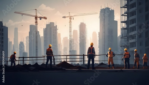 Labour Day  Engineer works on the building roof under construction
