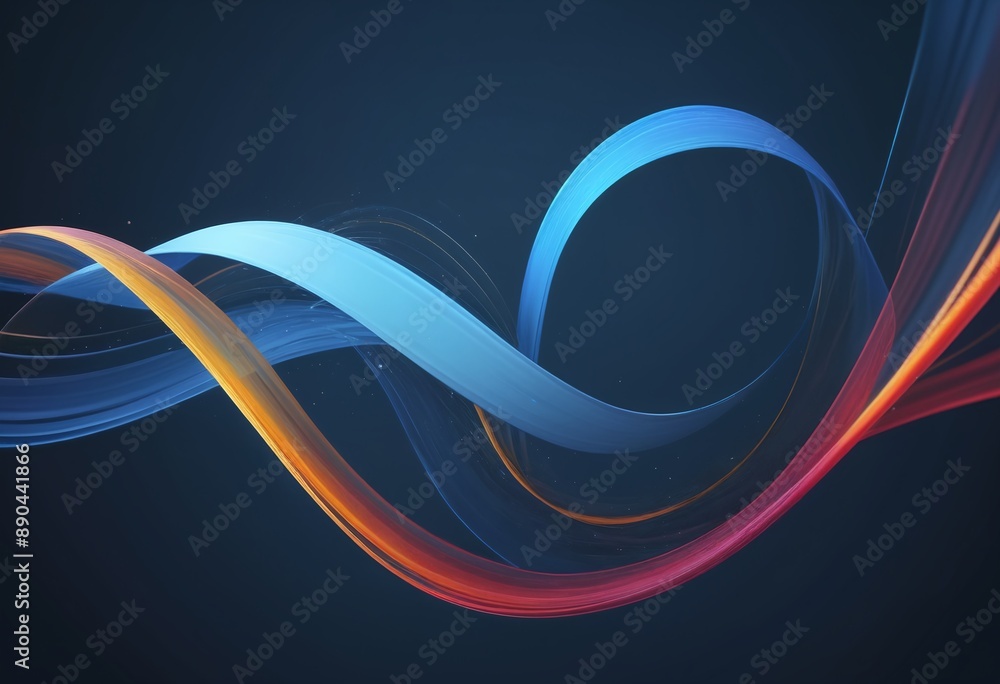 Abstract wave swirl colorful magical blured ribbon lines blue techno background. Energy stream flow 