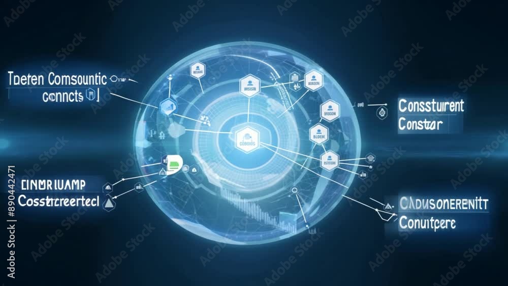Global Technology Network on Blue Background Global Technology Network on Blue Background