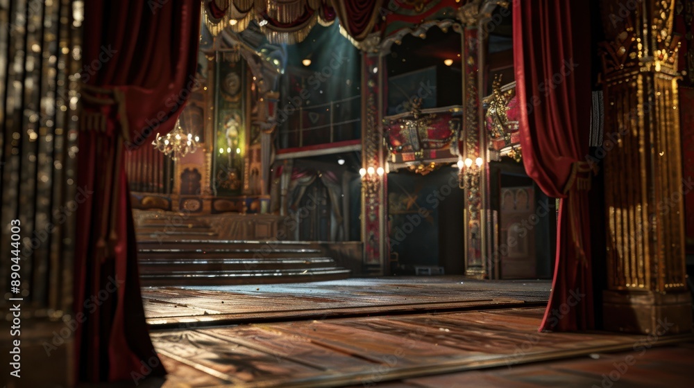 Closeup of theatre set design, intricate details, moody lighting, realistic studio setting, highresolution Closeup of theatre set design, intricate details, moody lighting, realistic studio setting, highresolution
