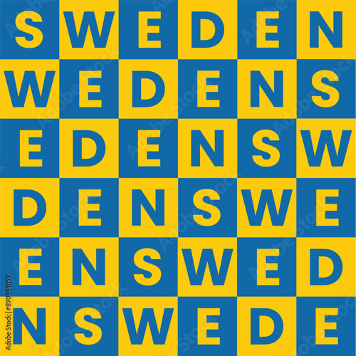 Swedish seamless pattern with blue and yellow plaid background like the colors of the Swedish flag