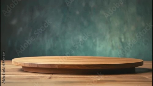 round wooden plarform podium stage stand isolated animation -- 4k social media new stock video footage animation design AI	 photo