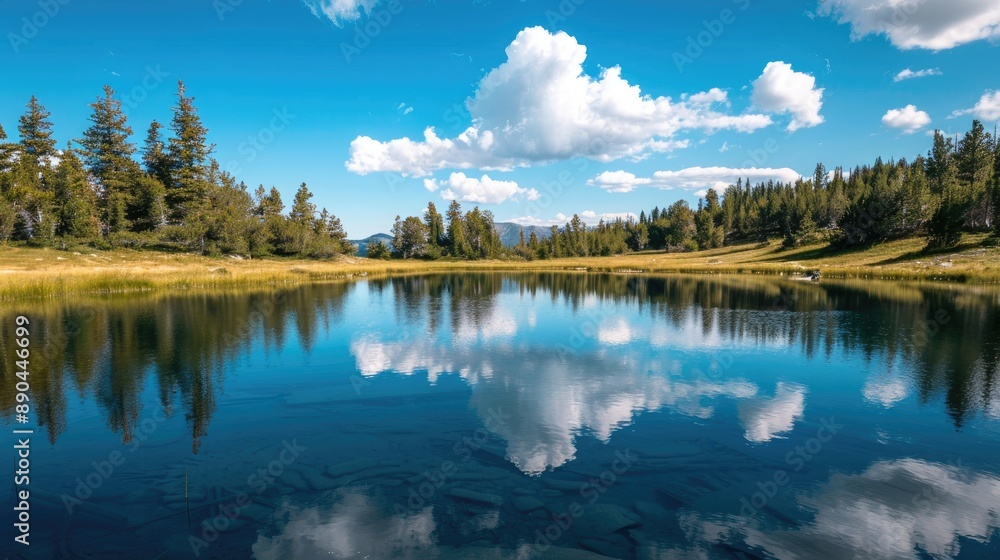 Fototapeta premium Lake reflecting the blue sky