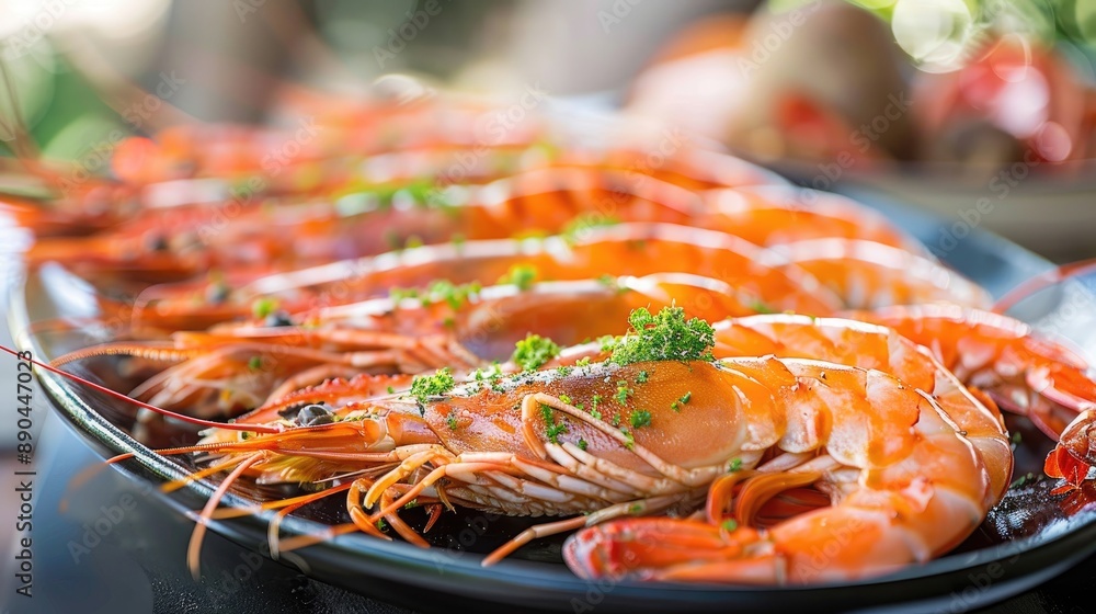 Large shrimp on a dish Large shrimp on a dish
