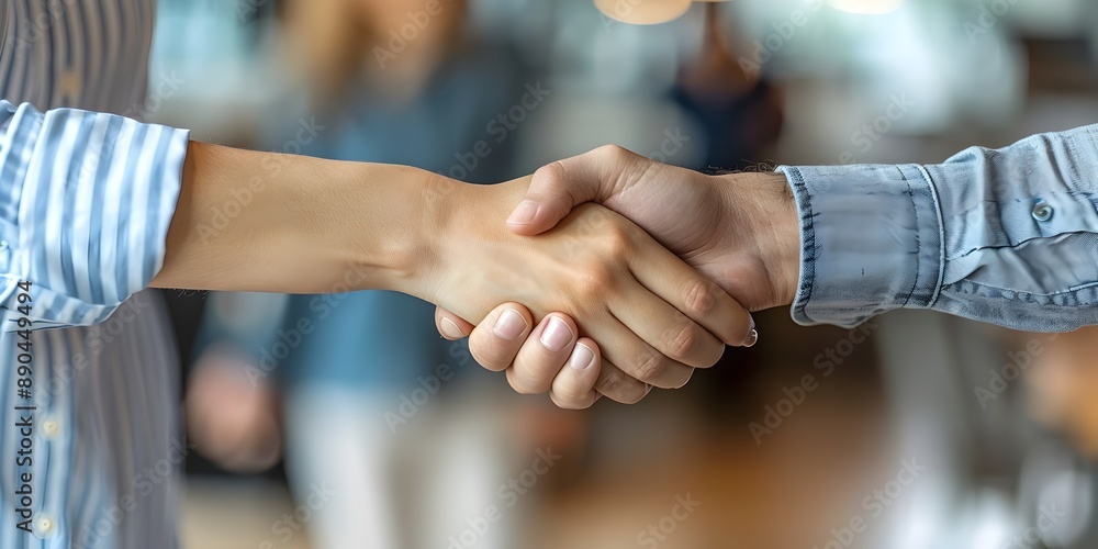 Business Partners Congratulating Each Other with Warm Handshakes Celebrating Corporate Success Business Partners Congratulating Each Other with Warm Handshakes Celebrating Corporate Success