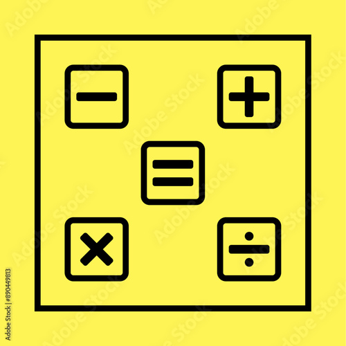 simple basic mathematics icon, line vector isolated on yellow background. trendy and modern design