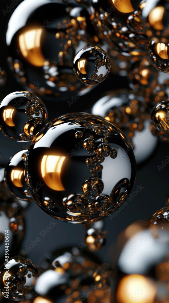 A metaballs and blobs abstract background with a sleek black and gold combination, featuring elegant, metallic blobs with reflective surfaces. A metaballs and blobs abstract background with a sleek black and gold combination, featuring elegant, metallic blobs with reflective surfaces.