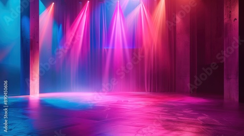 Dramatic shadows and colorful stage lights, theatre setting, realistic studio lighting, highresolution background