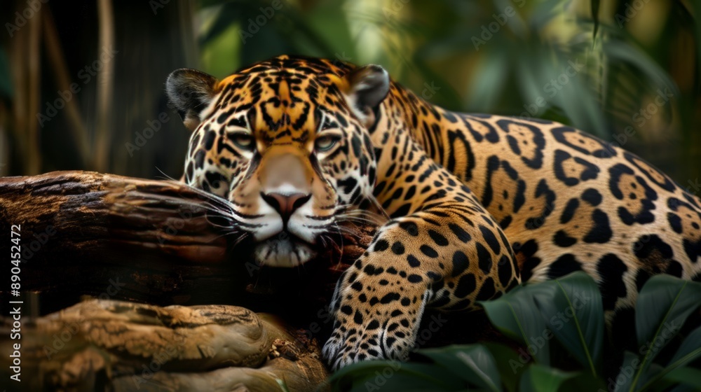 Jaguar Resting in Lush Jungle Jaguar Resting in Lush Jungle