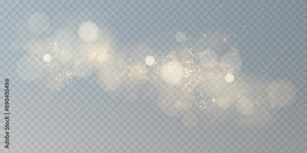 Luminous bokeh that gently shimmers with gold dust and bright star particles. Light abstract glowing lights. Glowing bokeh effect isolated on a light background. Christmas background made of glowing d Luminous bokeh that gently shimmers with gold dust and bright star particles. Light abstract glowing lights. Glowing bokeh effect isolated on a light background. Christmas background made of glowing d