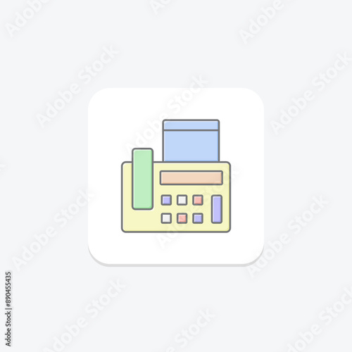 Fax Machine lineal color icon , vector, pixel perfect, illustrator file