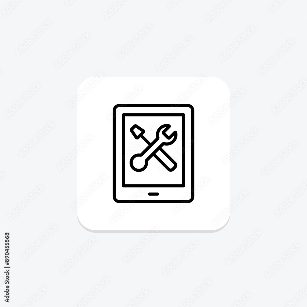 Tablet Repair line icon , vector, pixel perfect, illustrator file Tablet Repair line icon , vector, pixel perfect, illustrator file