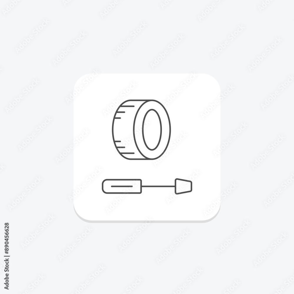 Tire Repair thinline icon , vector, pixel perfect, illustrator file Tire Repair thinline icon , vector, pixel perfect, illustrator file