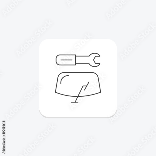 Windshield Repair thinline icon , vector, pixel perfect, illustrator file