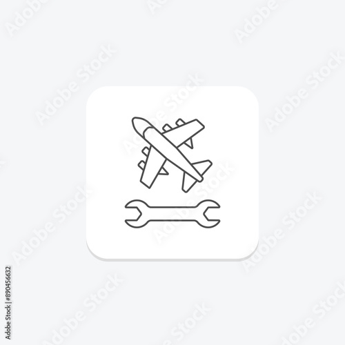 Airplane Repair thinline icon , vector, pixel perfect, illustrator file