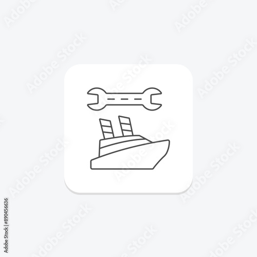 Boat Repair thinline icon , vector, pixel perfect, illustrator file