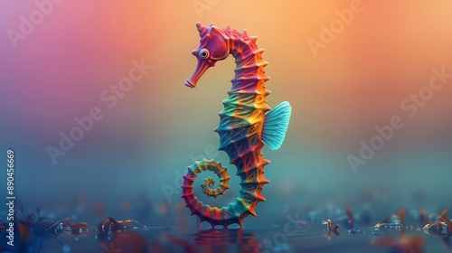 Seahorse silhouette with its curves forming a peace sign, providing a whimsical and aquatic backdrop with space for text customization, perfect for oceanthemed peace day scenes photo