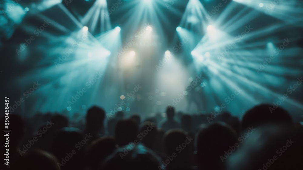 An evocative image of a concert crowd with blue stage lighting. The silhouettes of audience members create a sense of unity and excitement, capturing the live music experience. An evocative image of a concert crowd with blue stage lighting. The silhouettes of audience members create a sense of unity and excitement, capturing the live music experience.