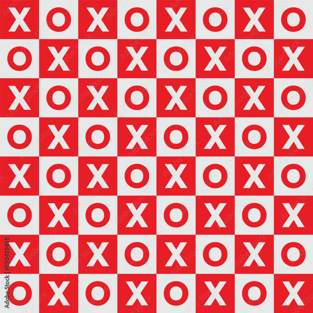 Fototapeta premium xoxo seamless pattern with red and white plaid background