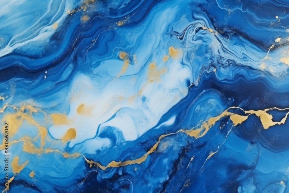 Processed collage of luxurious ocean blue and gold ink marble texture. Background for banner Processed collage of luxurious ocean blue and gold ink marble texture. Background for banner