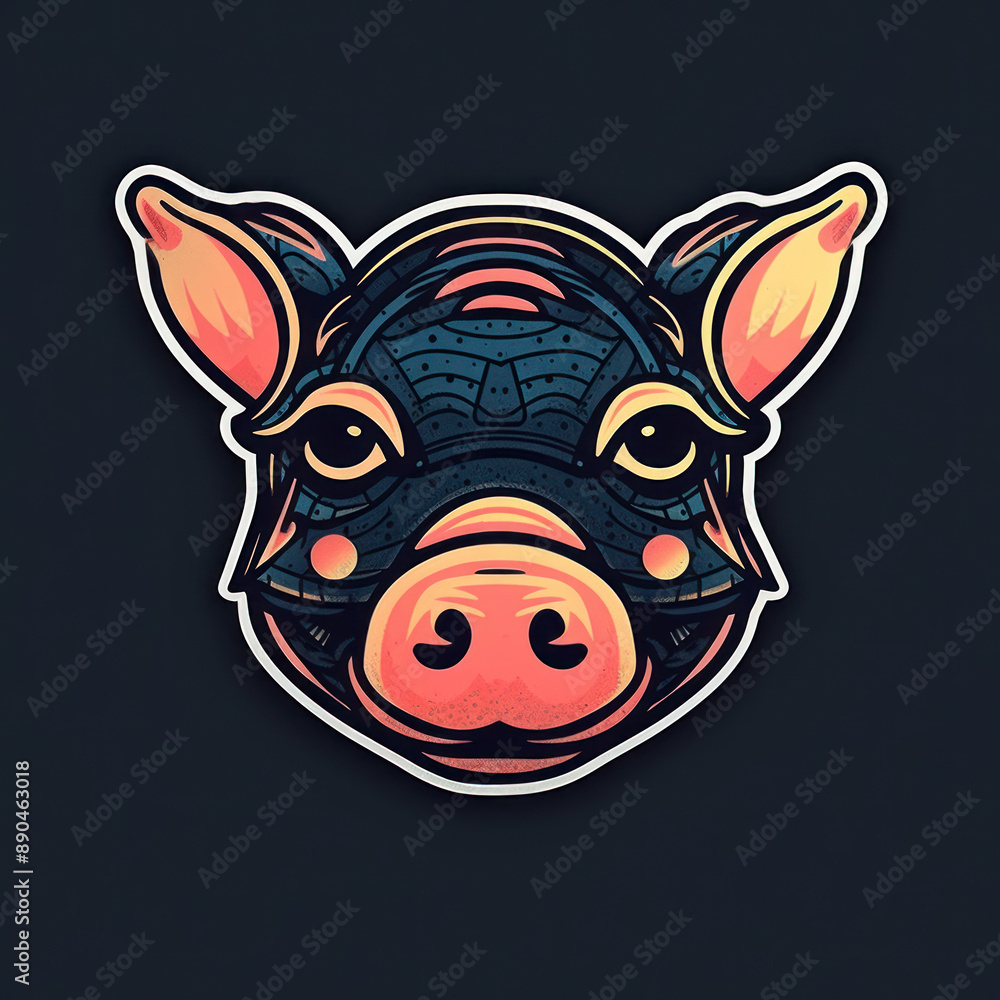 Cartoon style pig sticker, badge design Cartoon style pig sticker, badge design