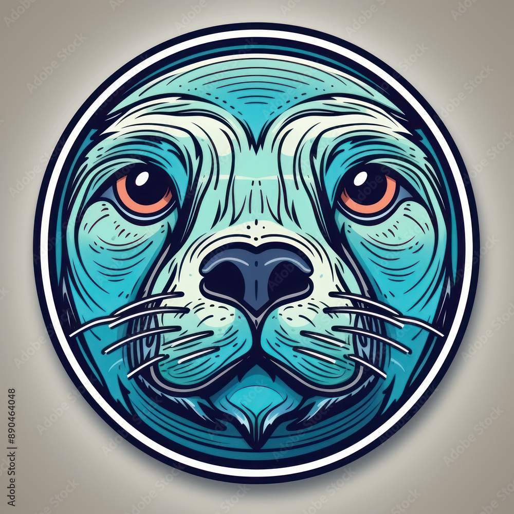 Cartoon style seal sticker, badge design Cartoon style seal sticker, badge design