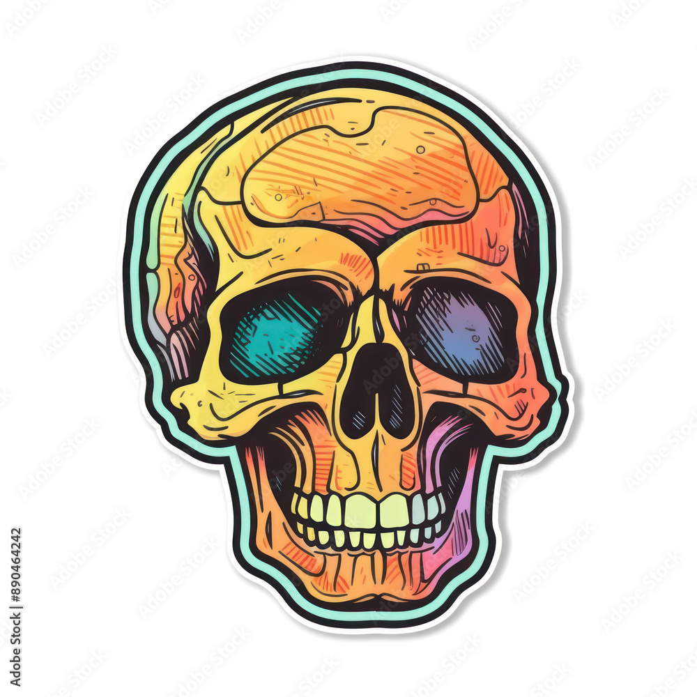 Cartoon style skull sticker, badge design Cartoon style skull sticker, badge design