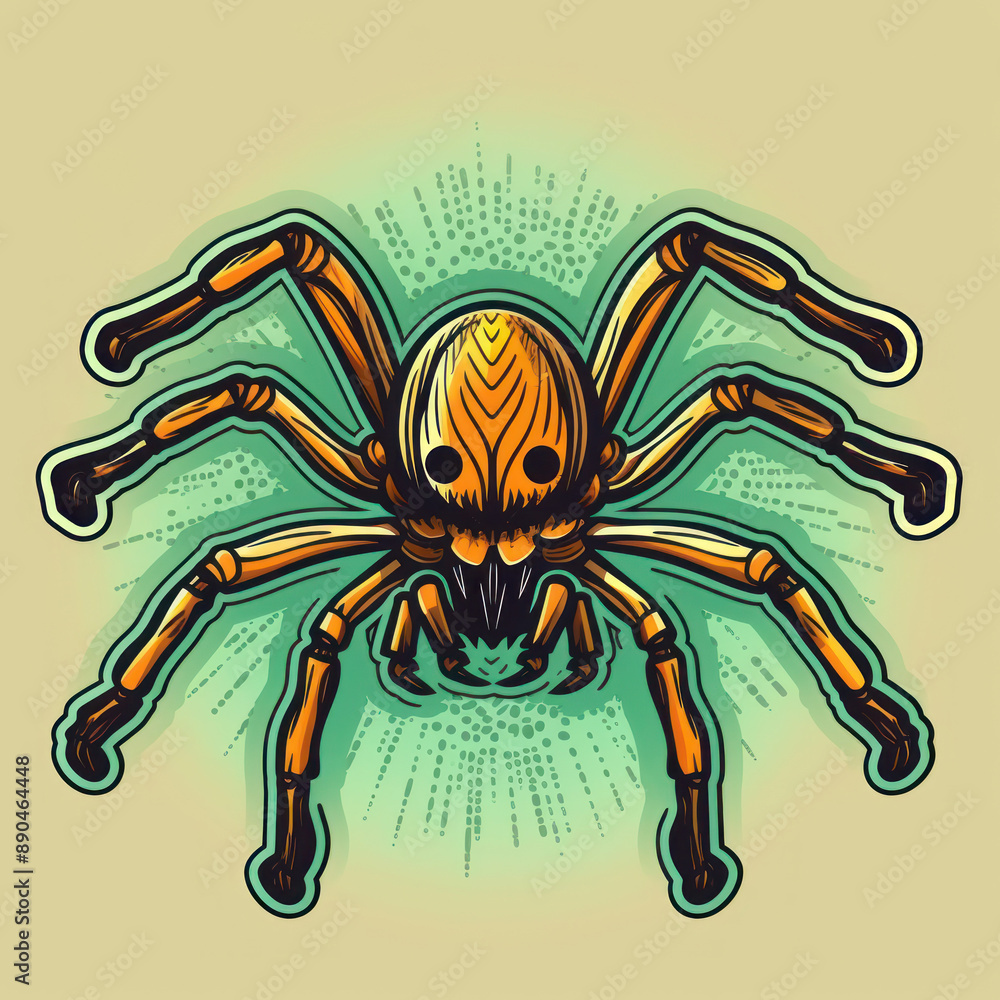 Obraz premium Cartoon style spider sticker, badge design
