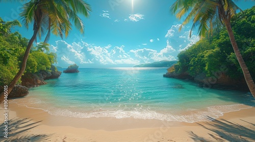 Paradise Beach with Palm Trees
