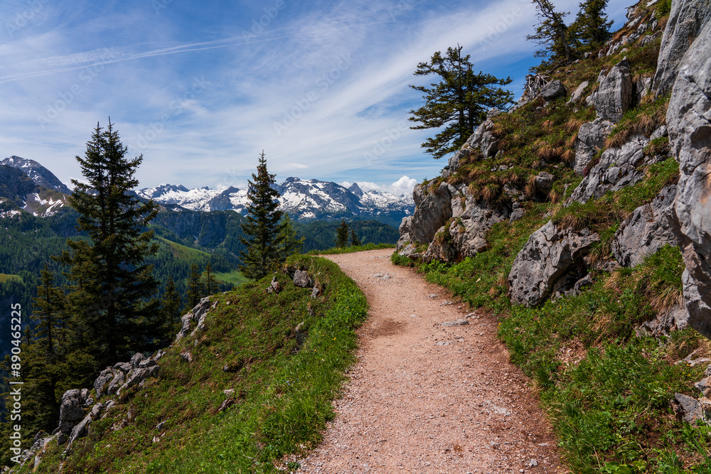 Fototapeta premium Panoramic view of the mountains in Berchtesgadener Land in Bavaria, Germany.