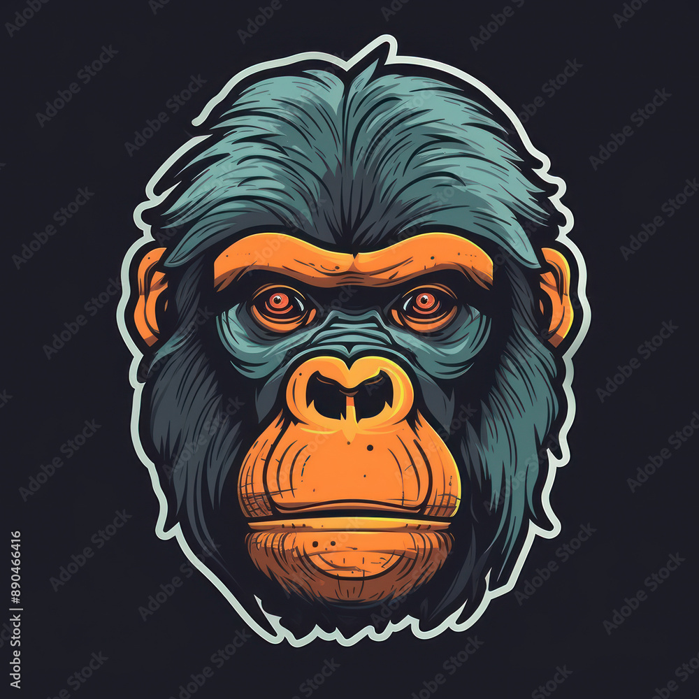 Cartoon style ape sticker, badge design Cartoon style ape sticker, badge design