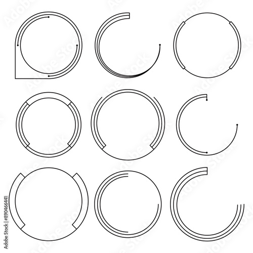 Wreath circle frame set on white background.