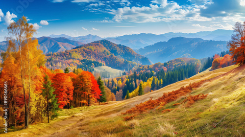 Fototapeta Naklejka Na Ścianę i Meble -  Idyllic mountain panorama in autumn