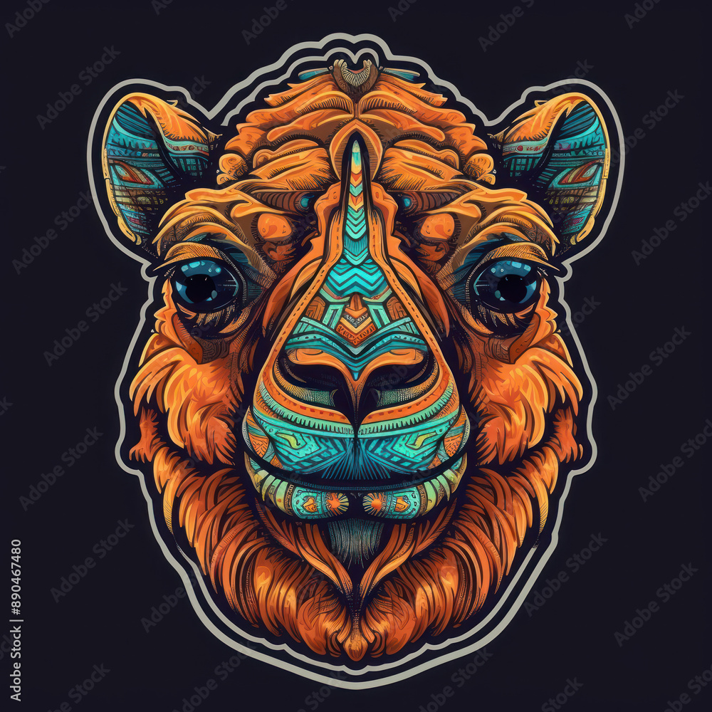 Cartoon style camel sticker, badge design Cartoon style camel sticker, badge design