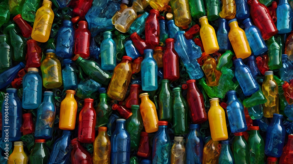 Fototapeta premium colorful shoes in a market, ai generated