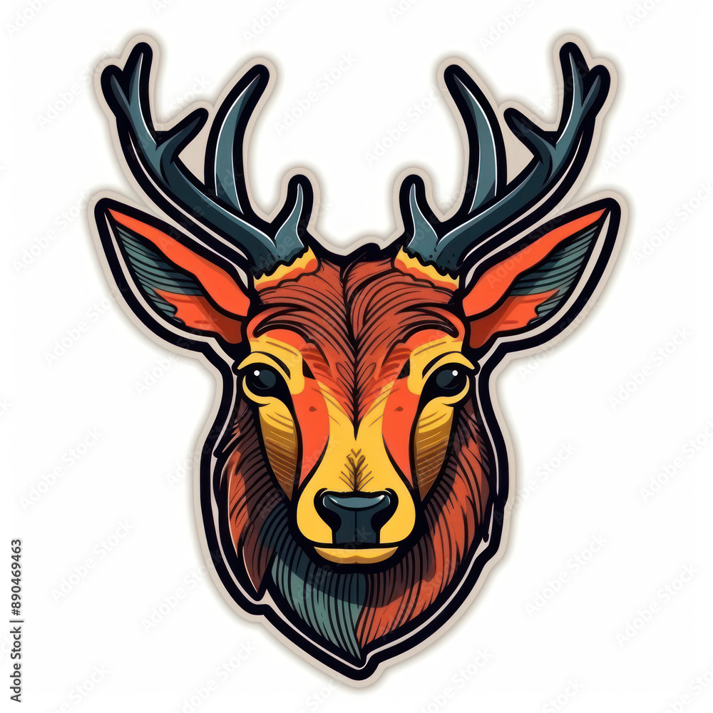 Cartoon style deer sticker, badge design Cartoon style deer sticker, badge design